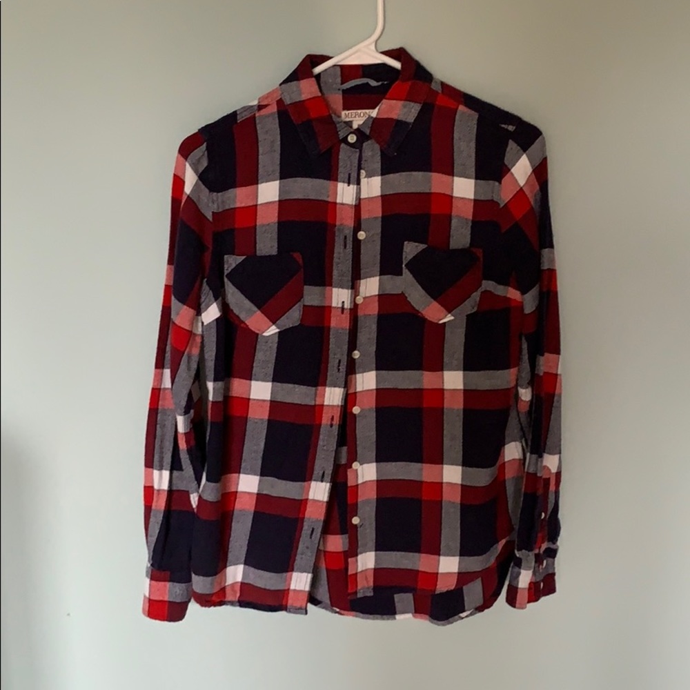 Medina Red & Blue Flannel Top